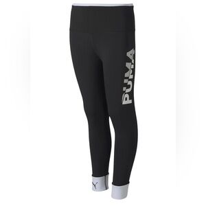 Puma Black Text Print Logo Leggings Small